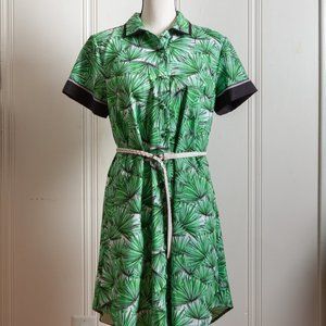 Palm Print Shirt Dress